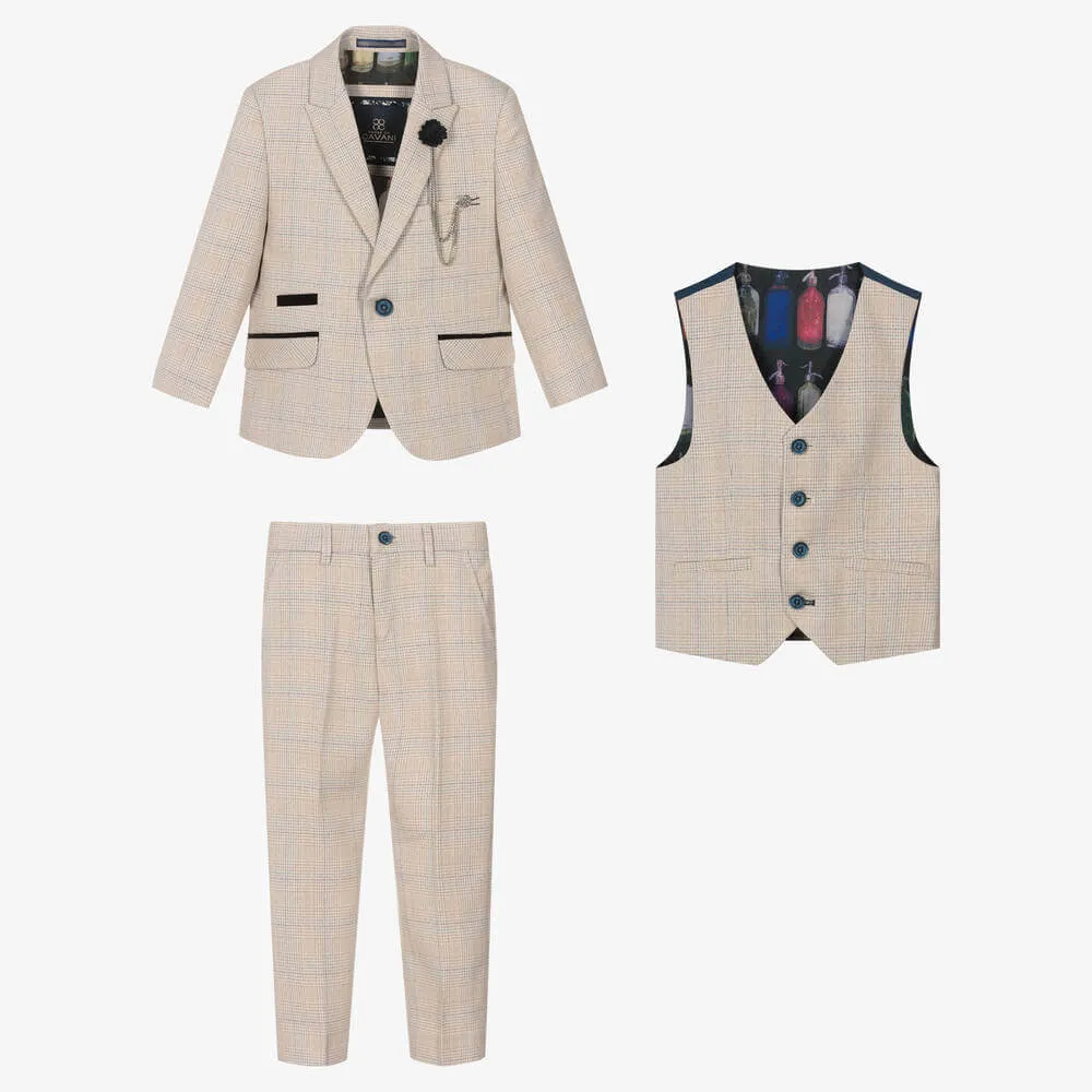 Boys Caridi Beige Suit - Luxe Range