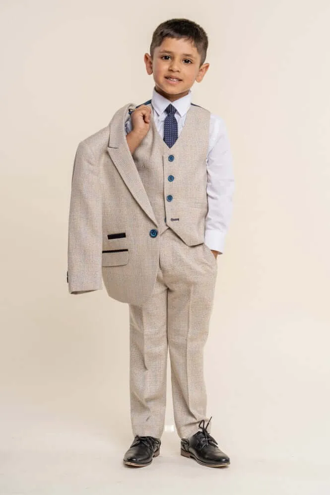 Boys Caridi Beige Suit - Luxe Range