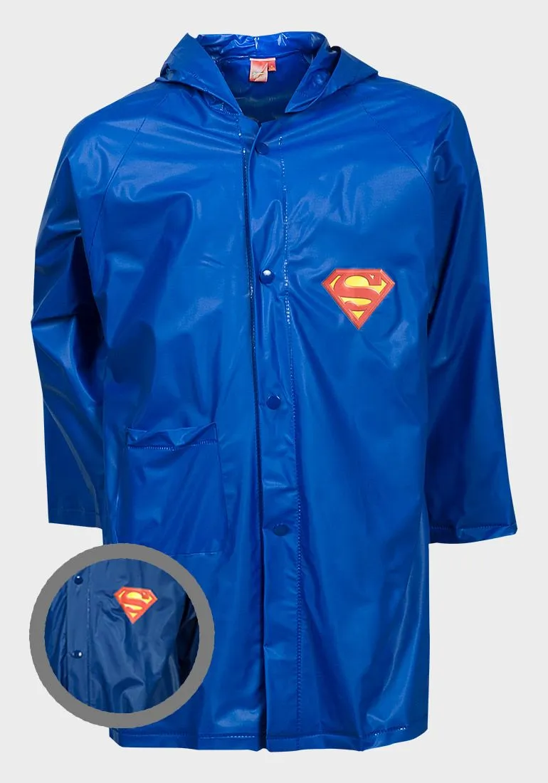 Boys Girls Superman Raincoat Waterproof Hooded  PVC Rain Jackets
