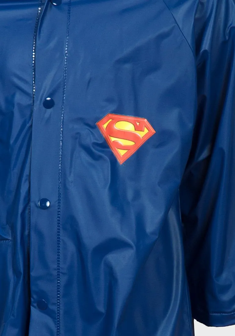 Boys Girls Superman Raincoat Waterproof Hooded  PVC Rain Jackets