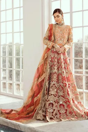 Bridal Maxi - Vermillion (D-02) | Maryum N Maria Luxury Bridal Collections | Embroidered Wedding Suits
