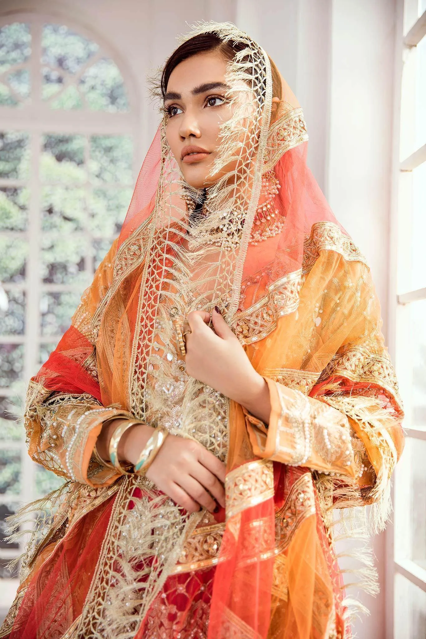 Bridal Maxi - Vermillion (D-02) | Maryum N Maria Luxury Bridal Collections | Embroidered Wedding Suits