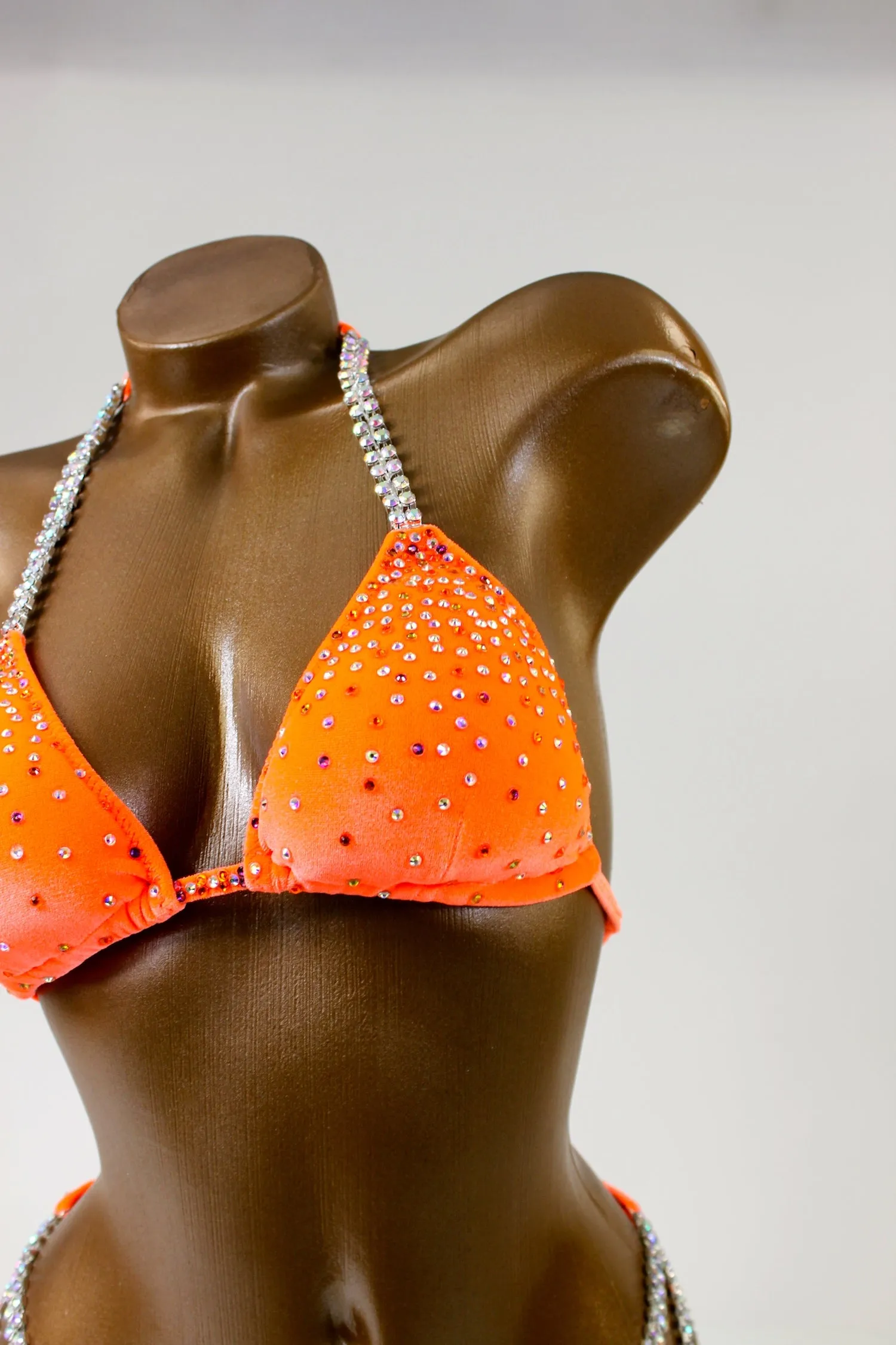Bright Orange Velvet Bikini Suit
