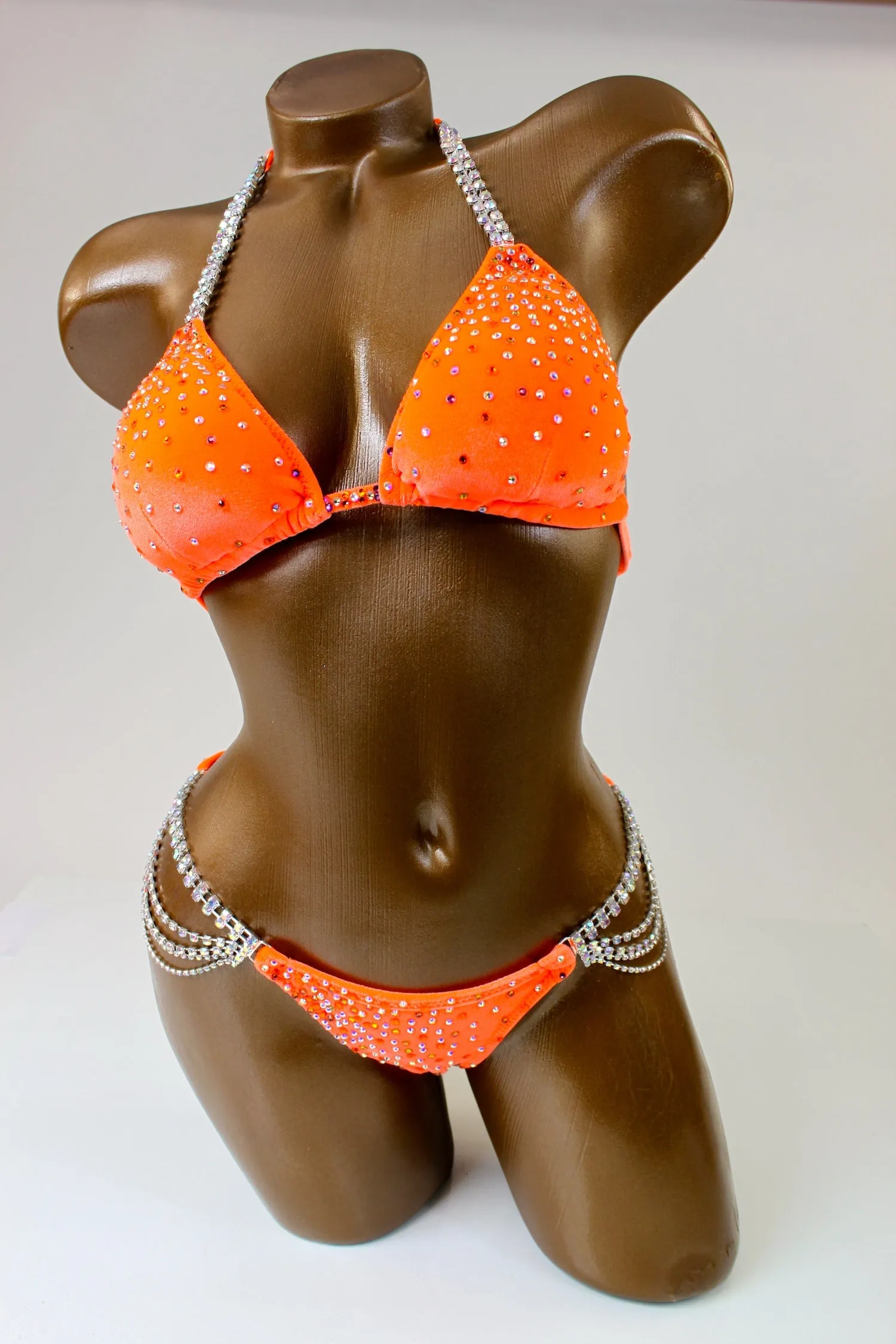 Bright Orange Velvet Bikini Suit