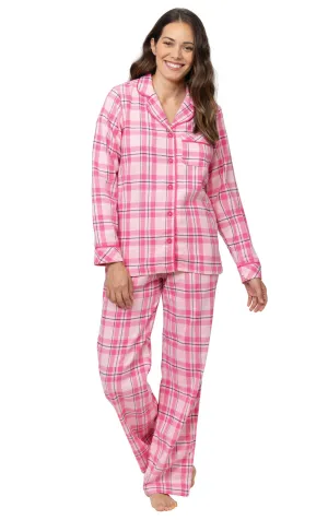 Bright Plaid Flannel Button-Front Pajamas