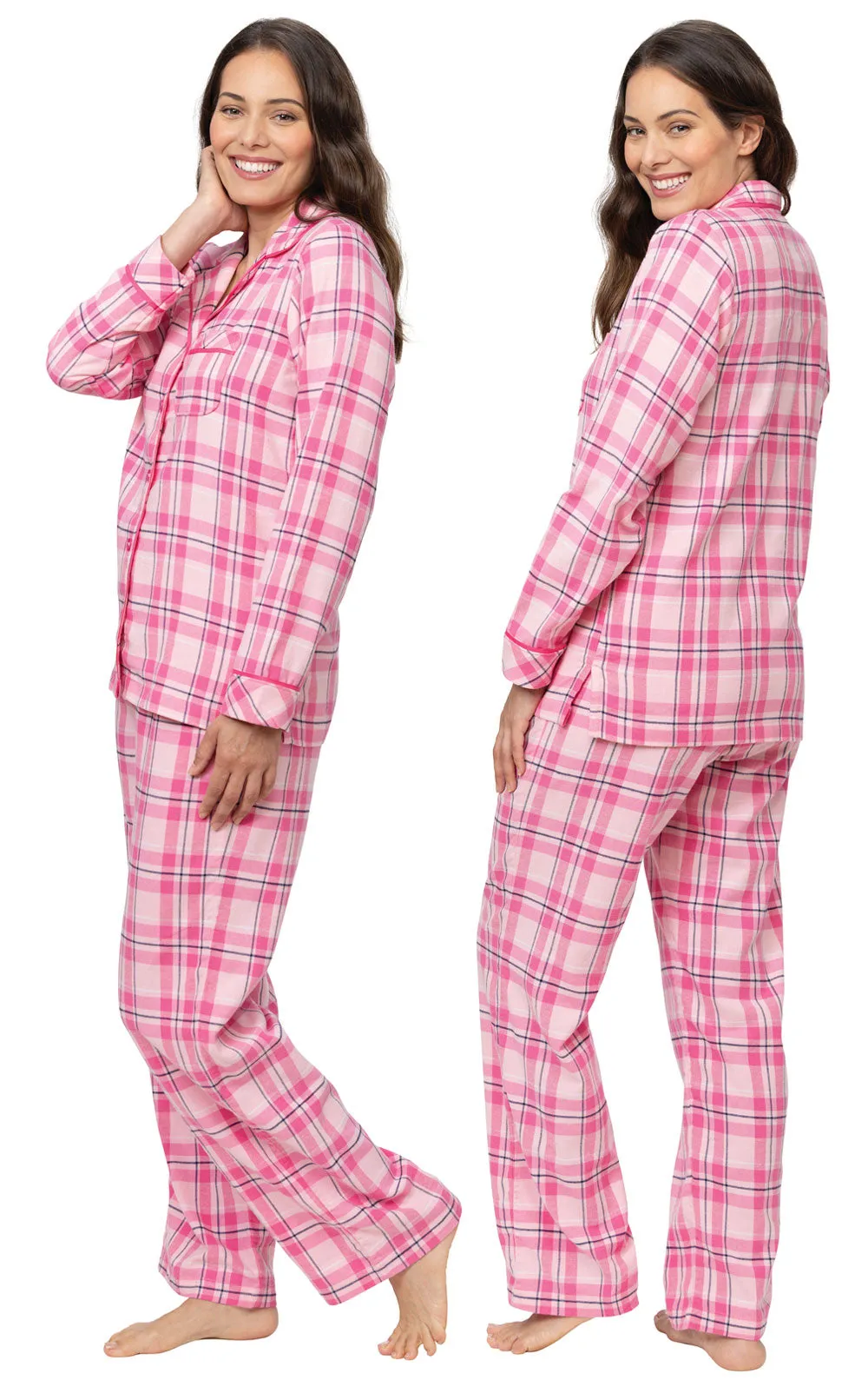 Bright Plaid Flannel Button-Front Pajamas