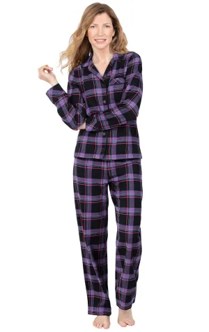 Bright Plaid Flannel Button-Front Pajamas