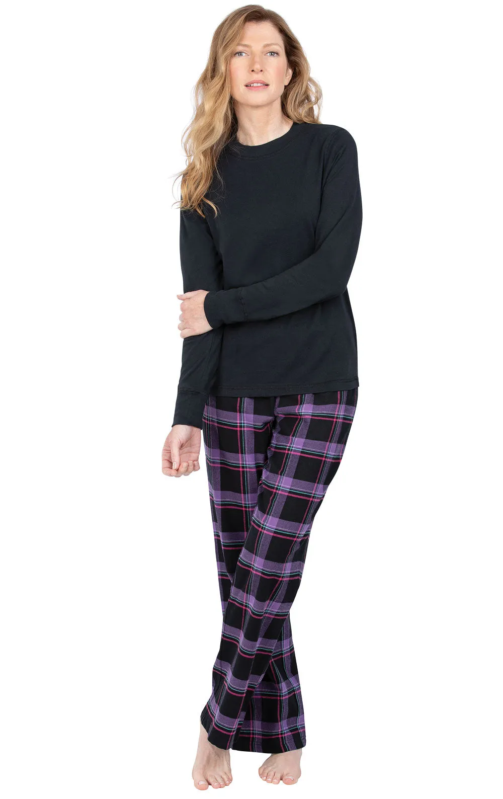 Bright Plaid Jersey-Top Flannel Pajamas