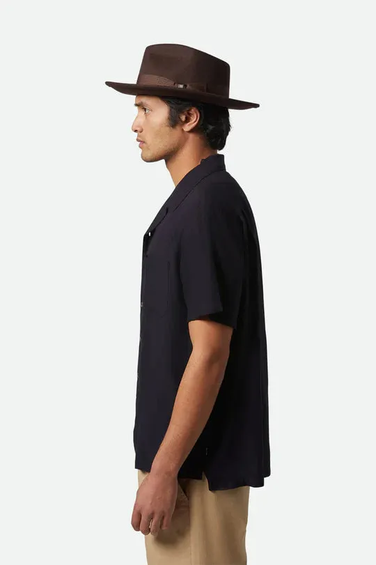 BRIXTON Bunker S-S Camp Collar Shirt - Black