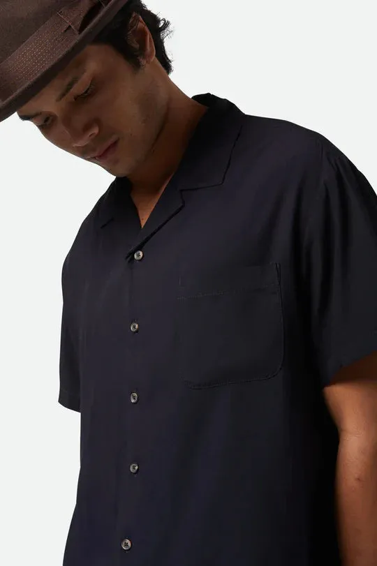 BRIXTON Bunker S-S Camp Collar Shirt - Black