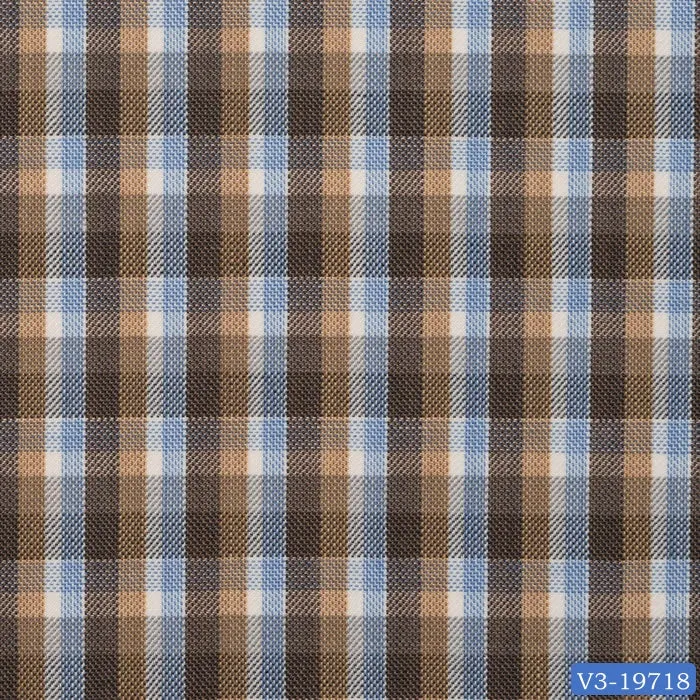 Brown with Blue & White Check Short Suit