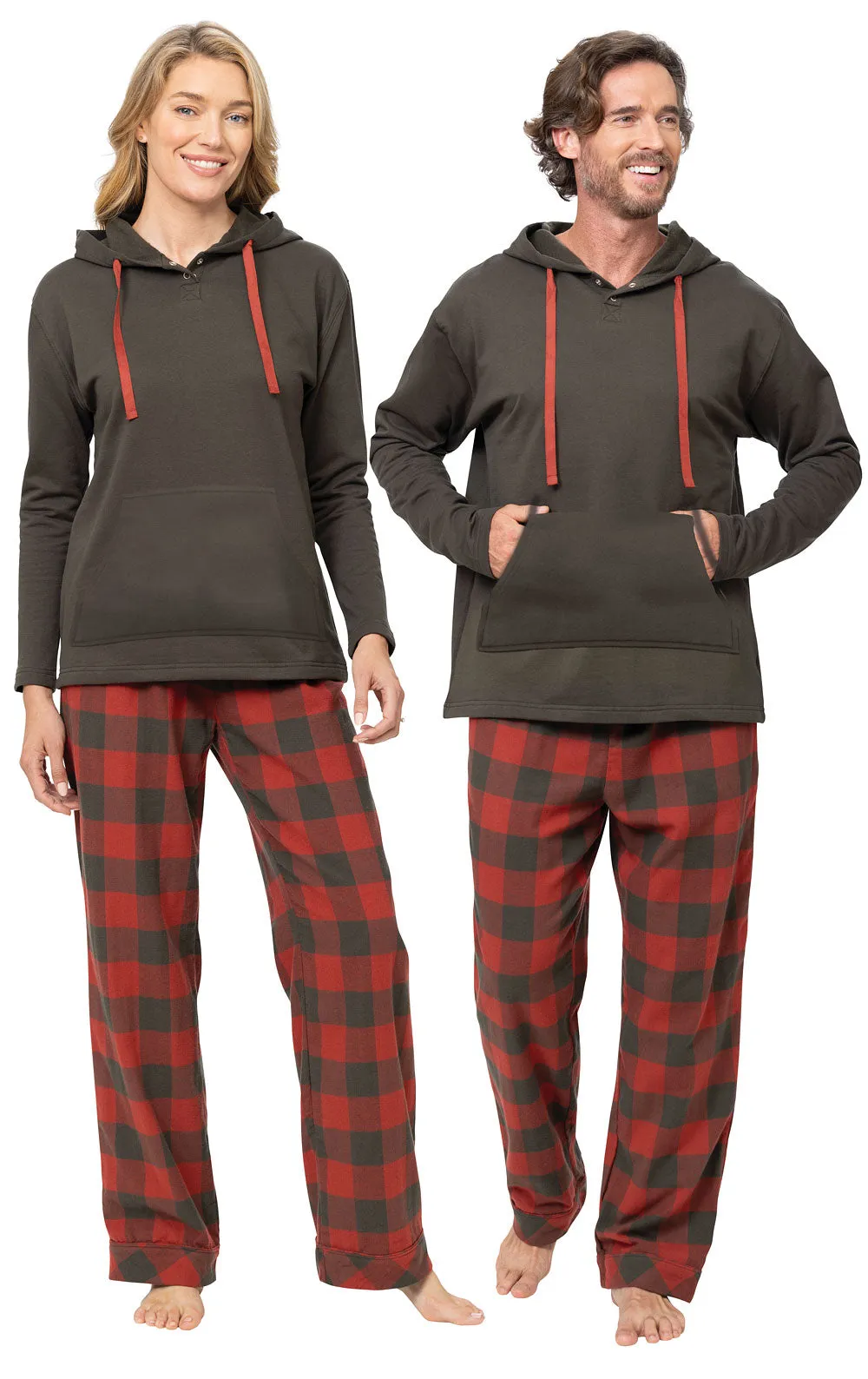 Buffalo Plaid Hoodie Men's Pajamas - Couples