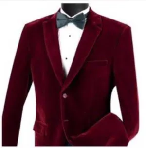 Burgundy Plain Velvet Jacket