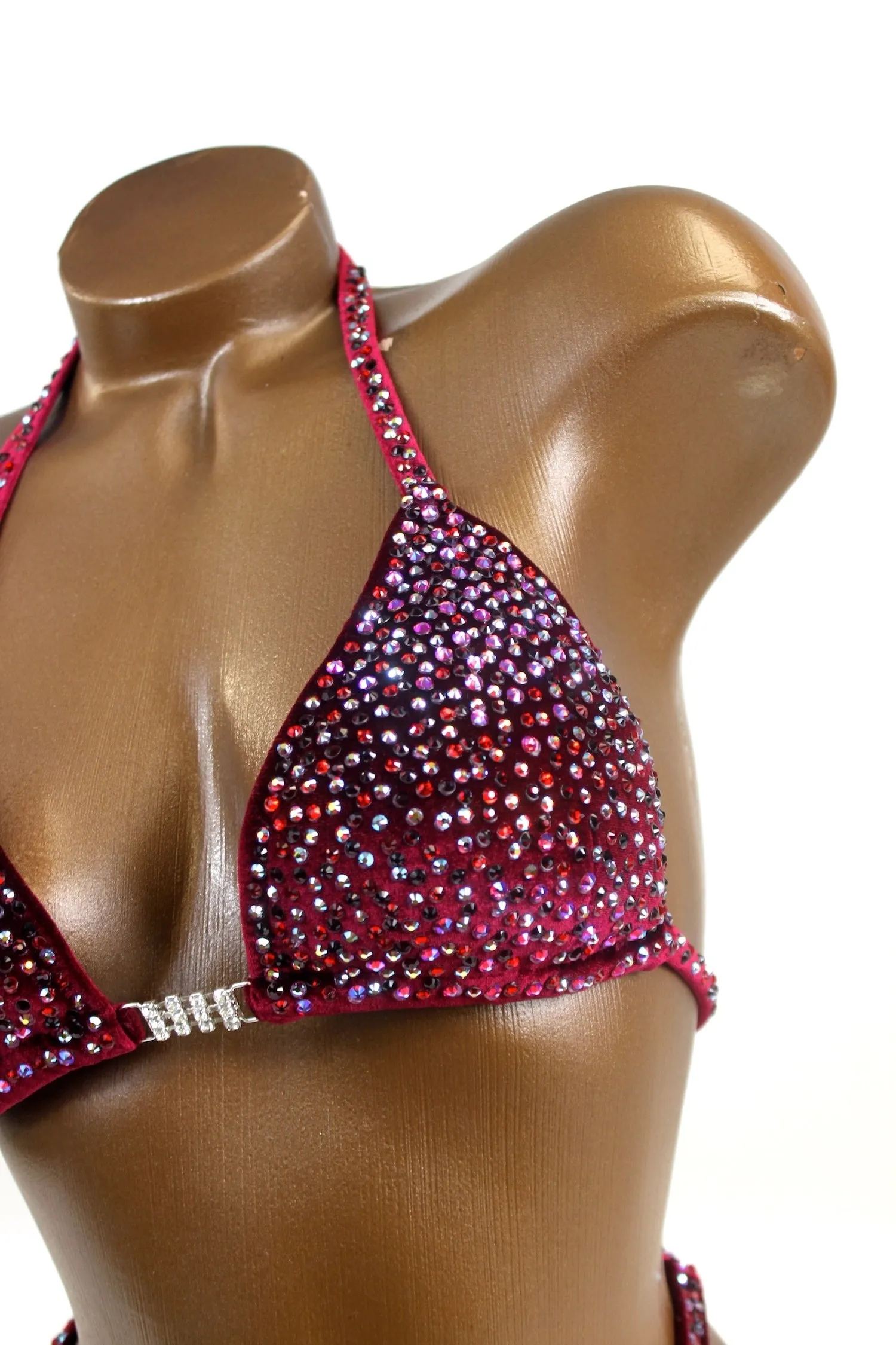 Burgundy Velvet Figure Competition Suit