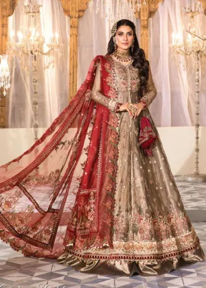 Burnt Gold and Maroon (BD-2401) | Maria B Mbroidered Heritage Edition 2022 | Unstitched Embroidered Net Suits