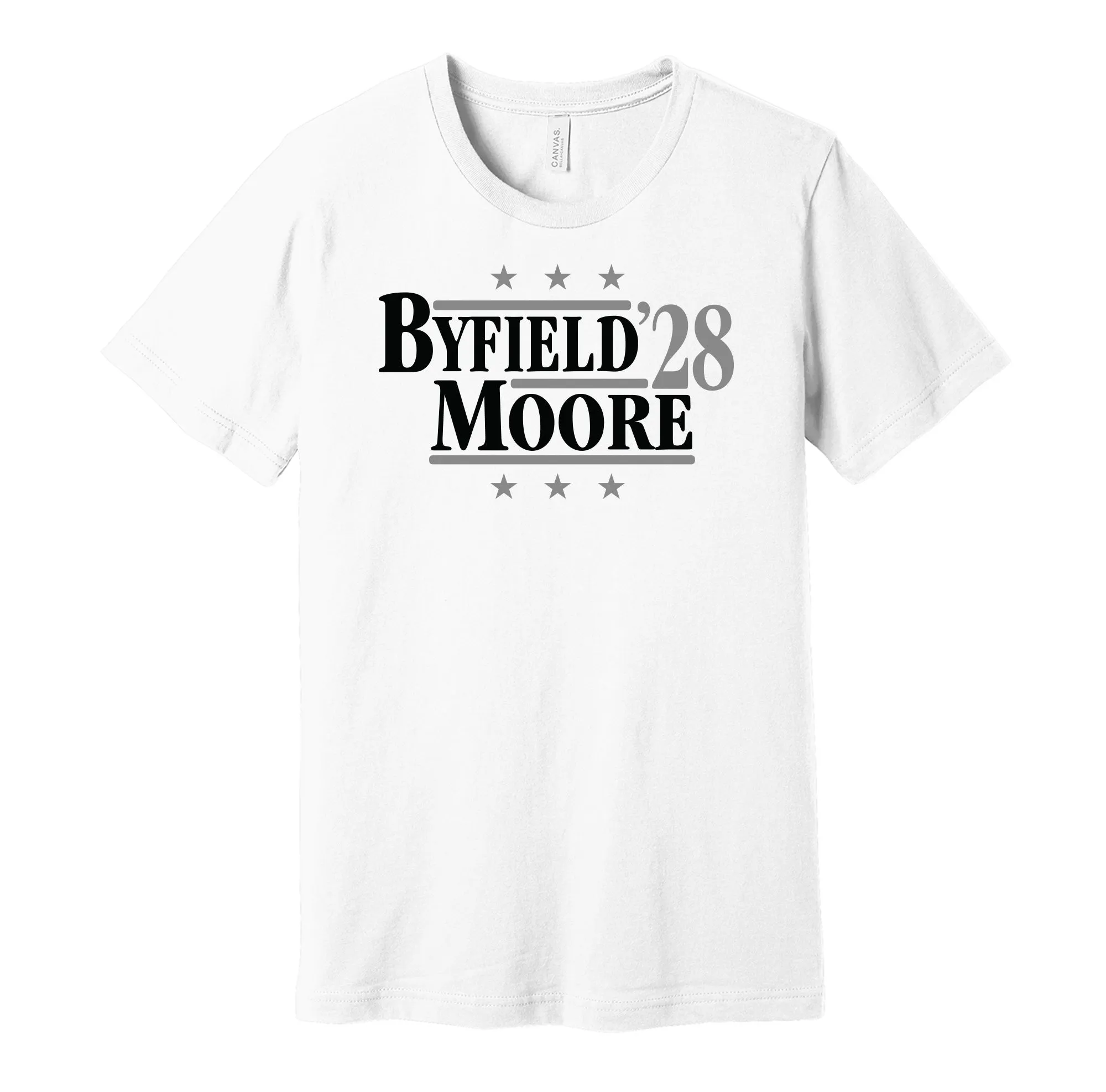 Byfield & Moore '28 - Los Angeles Hockey Political Campaign Parody T-Shirt - Hyper Than Hype Shirts