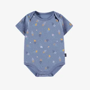 Cache-couche bleu à motifs, bébé || Blue bodysuit with all over print, baby