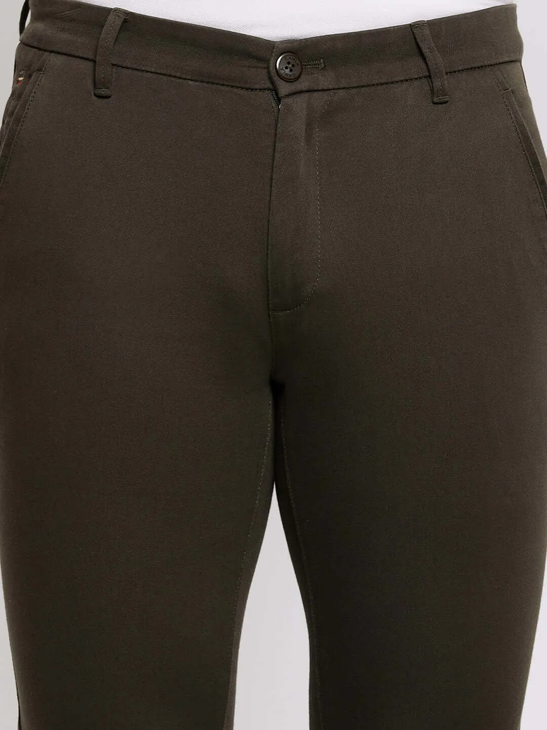 Camla Barcelona Tapered Fit Olive Green Trouser For Men