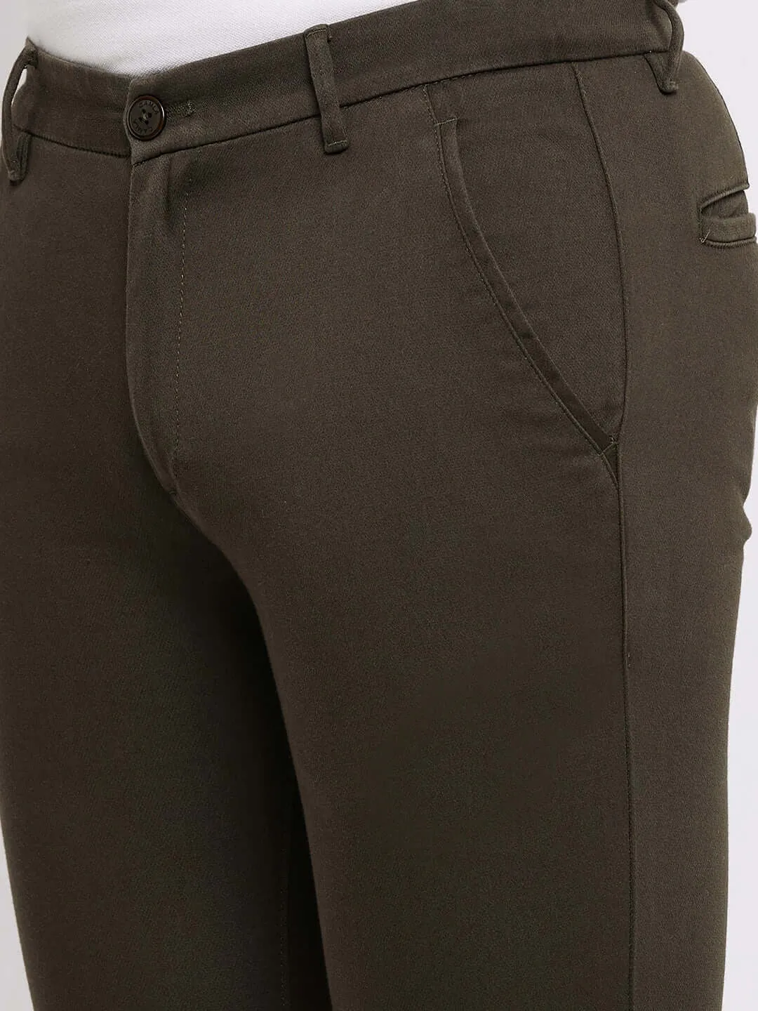 Camla Barcelona Tapered Fit Olive Green Trouser For Men