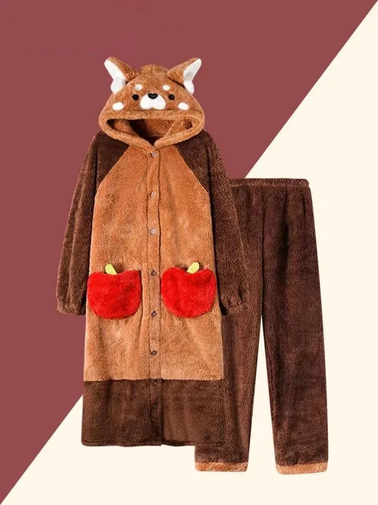 Capybara Coral Velvet Pajama Office Nap Wearable Loose Onesie Pajamas Kids Soft Cute Animals Shape Blanket For Adult Blanket