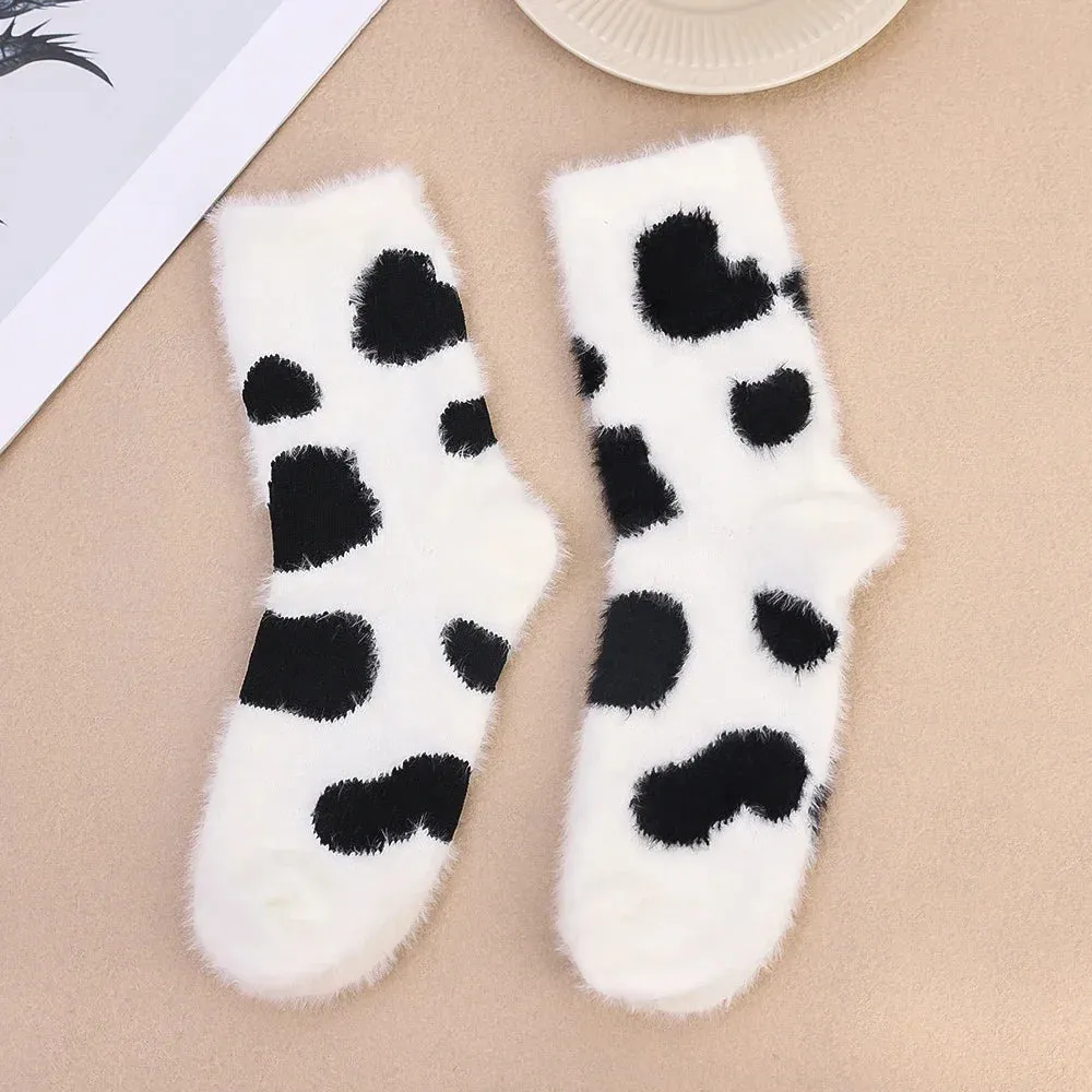 Cartoon Cute Cow Mink Velvet Socks