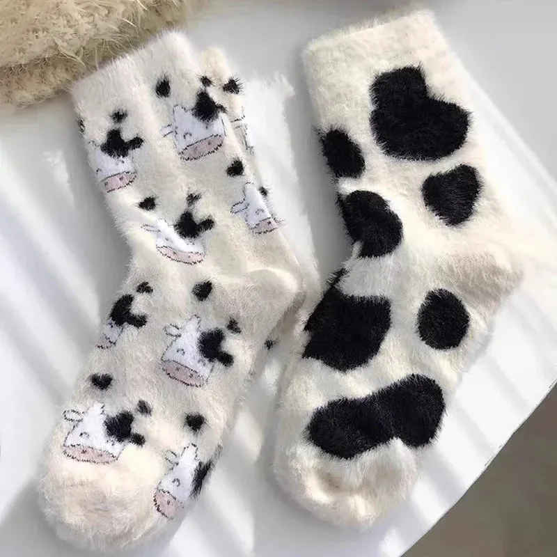 Cartoon Cute Cow Mink Velvet Socks
