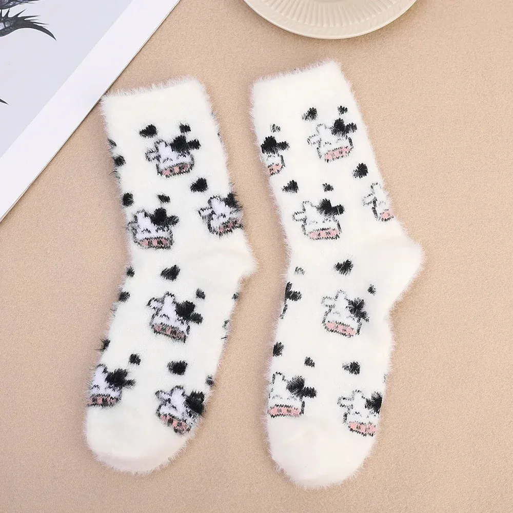 Cartoon Cute Cow Mink Velvet Socks