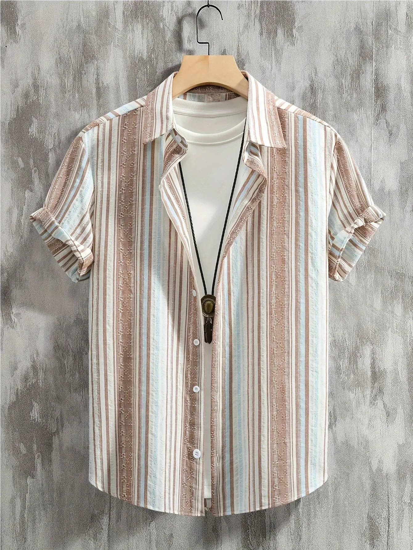 Casual Striped Short Sleeve Shirt for Men