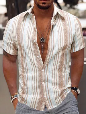 Casual Striped Short Sleeve Shirt for Men