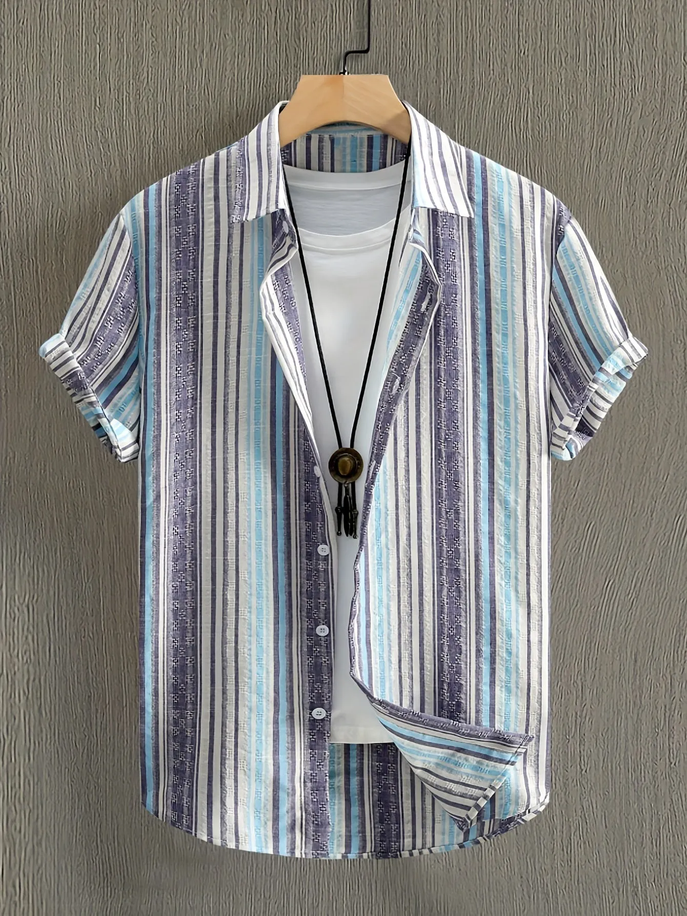Casual Striped Short Sleeve Shirt for Men