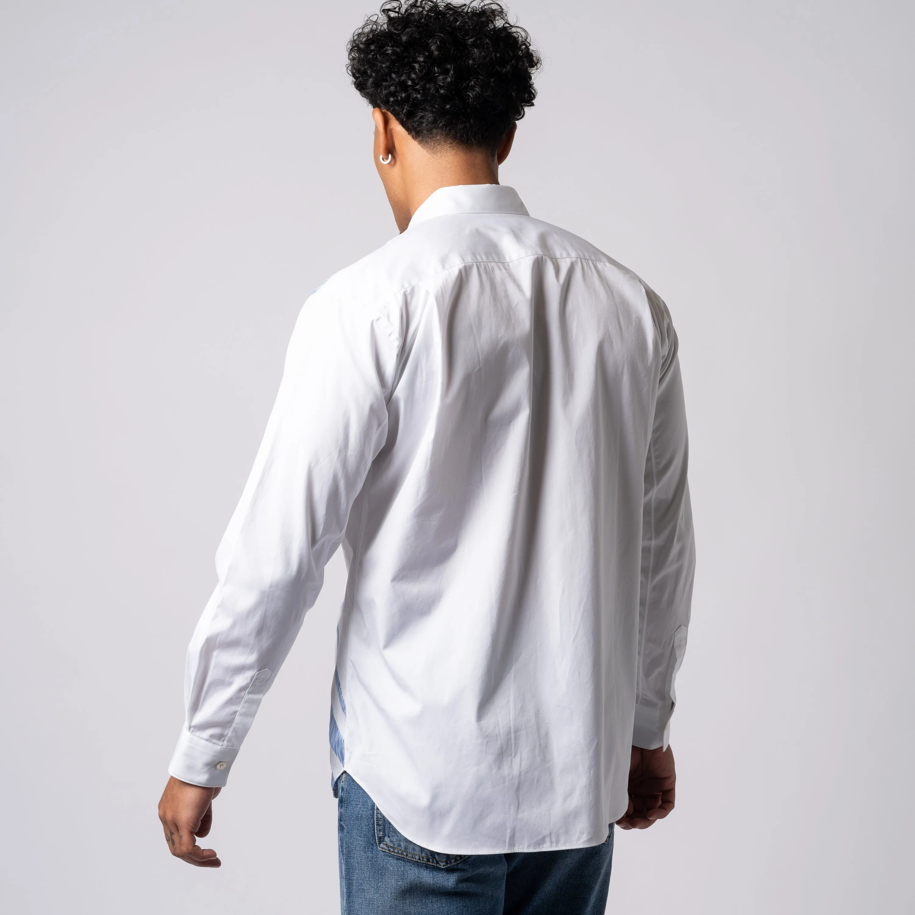 CDG SHIRT Patchwork Swirl Stripe Shirt FK-B008-S23-1 White