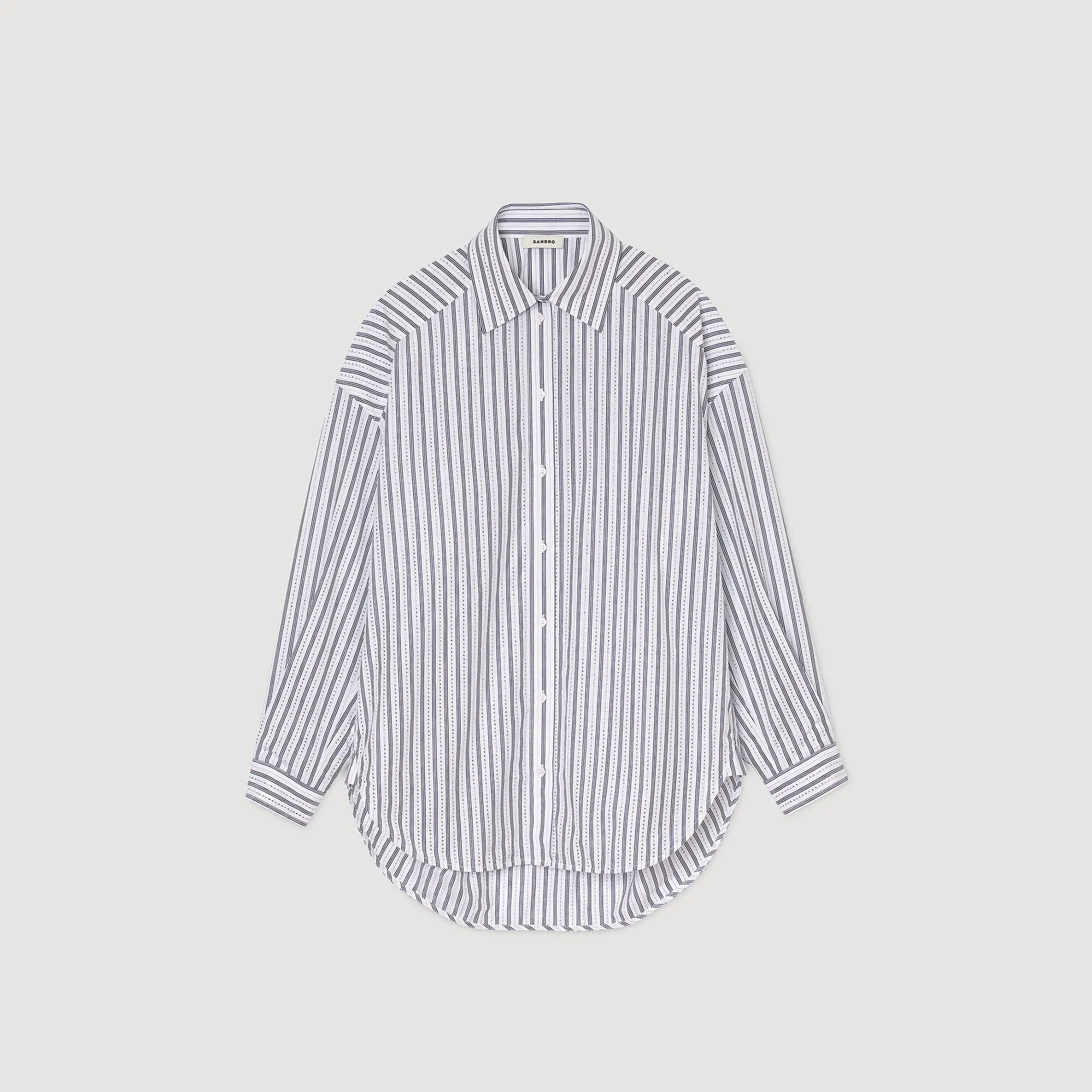 Charlie Striped Rhinestone Shirt White