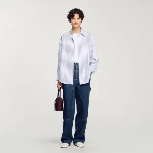 Charlie Striped Rhinestone Shirt White