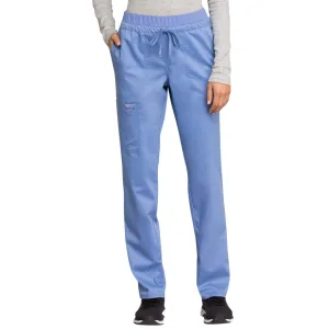 Cherokee Revolution WW105 Scrubs Pants Womens Mid Rise Tapered Leg Drawstring Ceil Blue