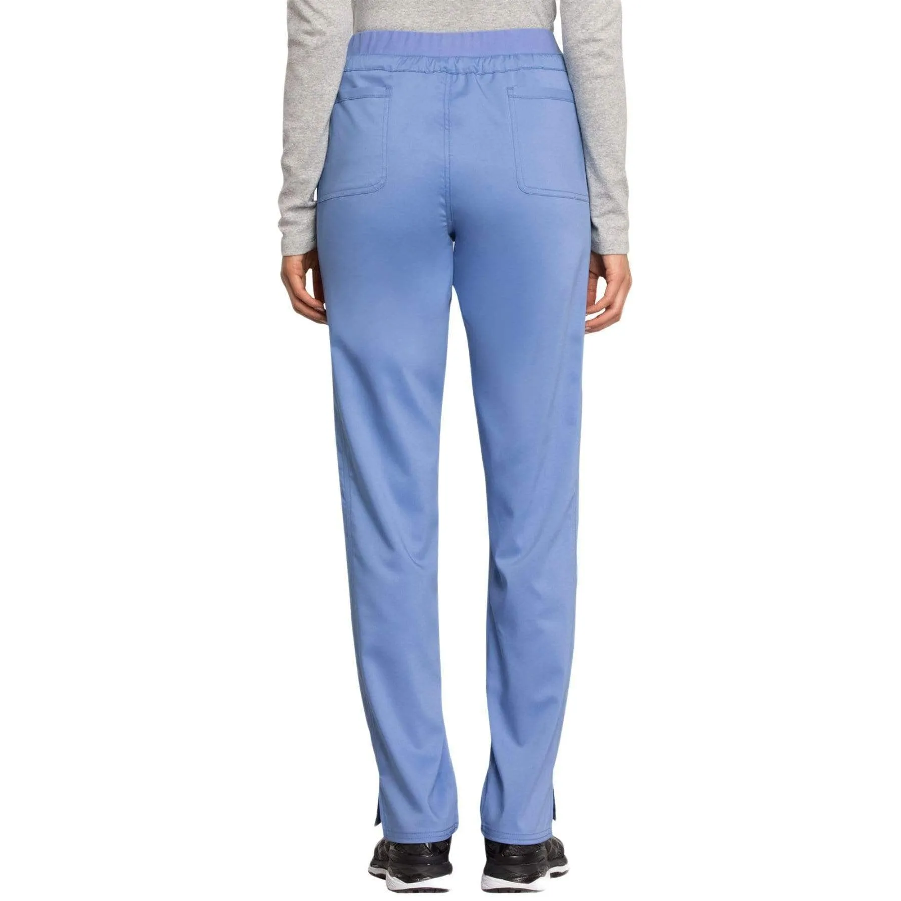 Cherokee Revolution WW105 Scrubs Pants Womens Mid Rise Tapered Leg Drawstring Ceil Blue