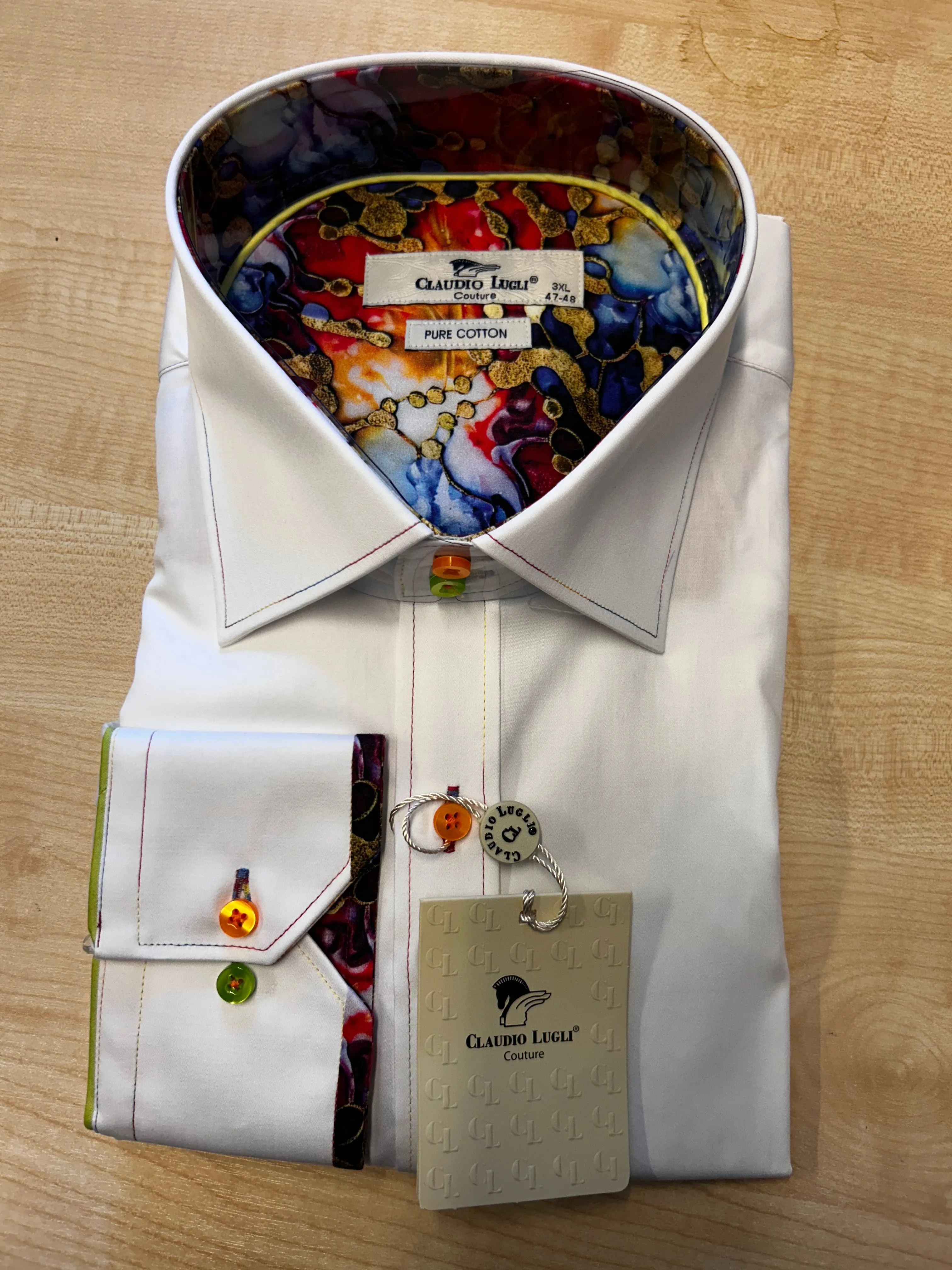Claudio Lugli Plain Shirt - White, Navy or blue
