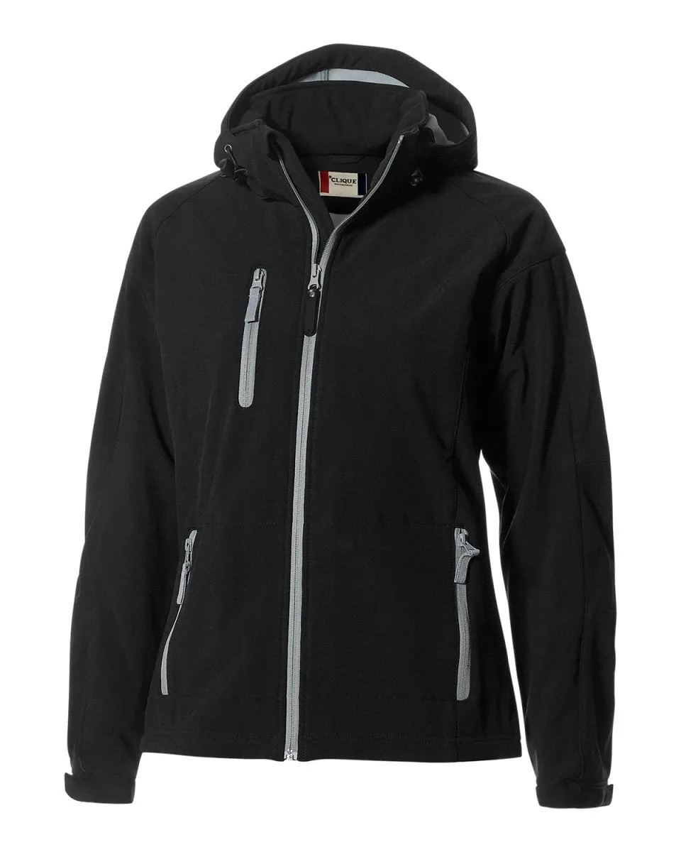 Clique Women's Serac Stretch Softshell Hooded Full Zip Jacket