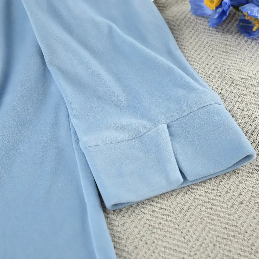 Comfortable Solid Color Cardigan  Pant Pajamas - Loose Long Sleeve Home Wear