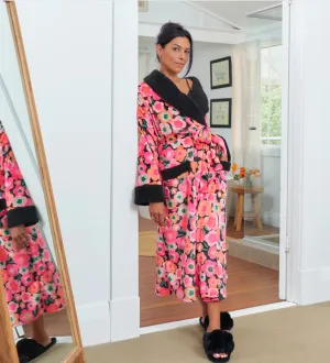 Cosy Luxe Bath Robe In Midnight Blooms