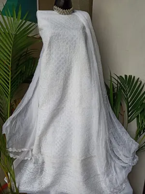 Cotton chikankari salwar suit in  white