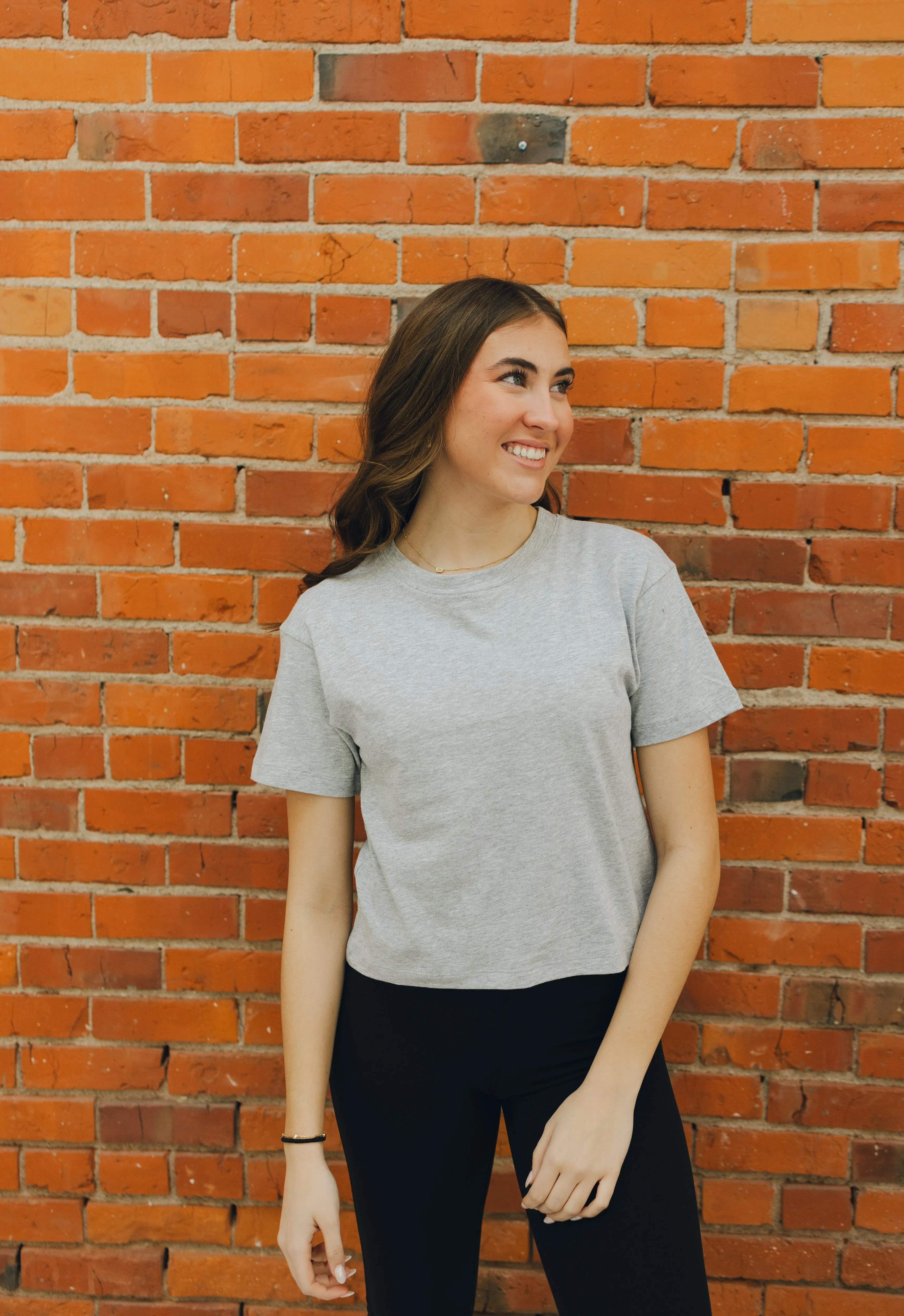 Cotton Crew Neck Short Sleeve Cropped T-Shirt