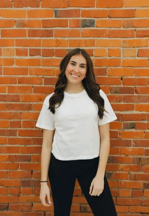 Cotton Crew Neck Short Sleeve Cropped T-Shirt