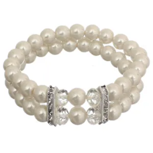 Cream Faux Pearl Gemstone Stretch Bracelet