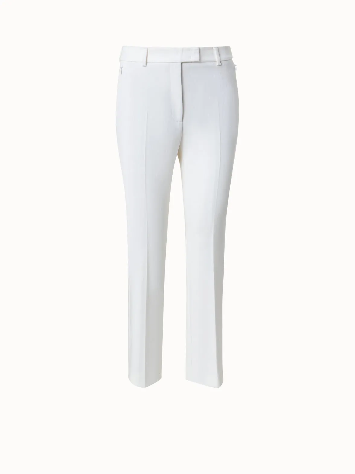 Cropped Straight Lyocell Wool Stretch Pants