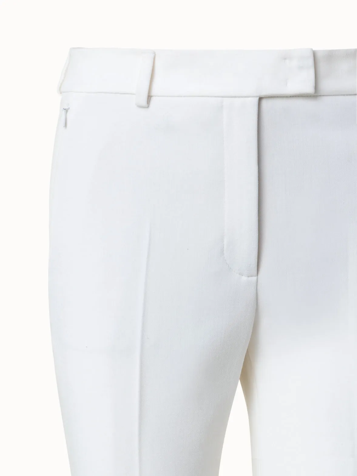 Cropped Straight Lyocell Wool Stretch Pants