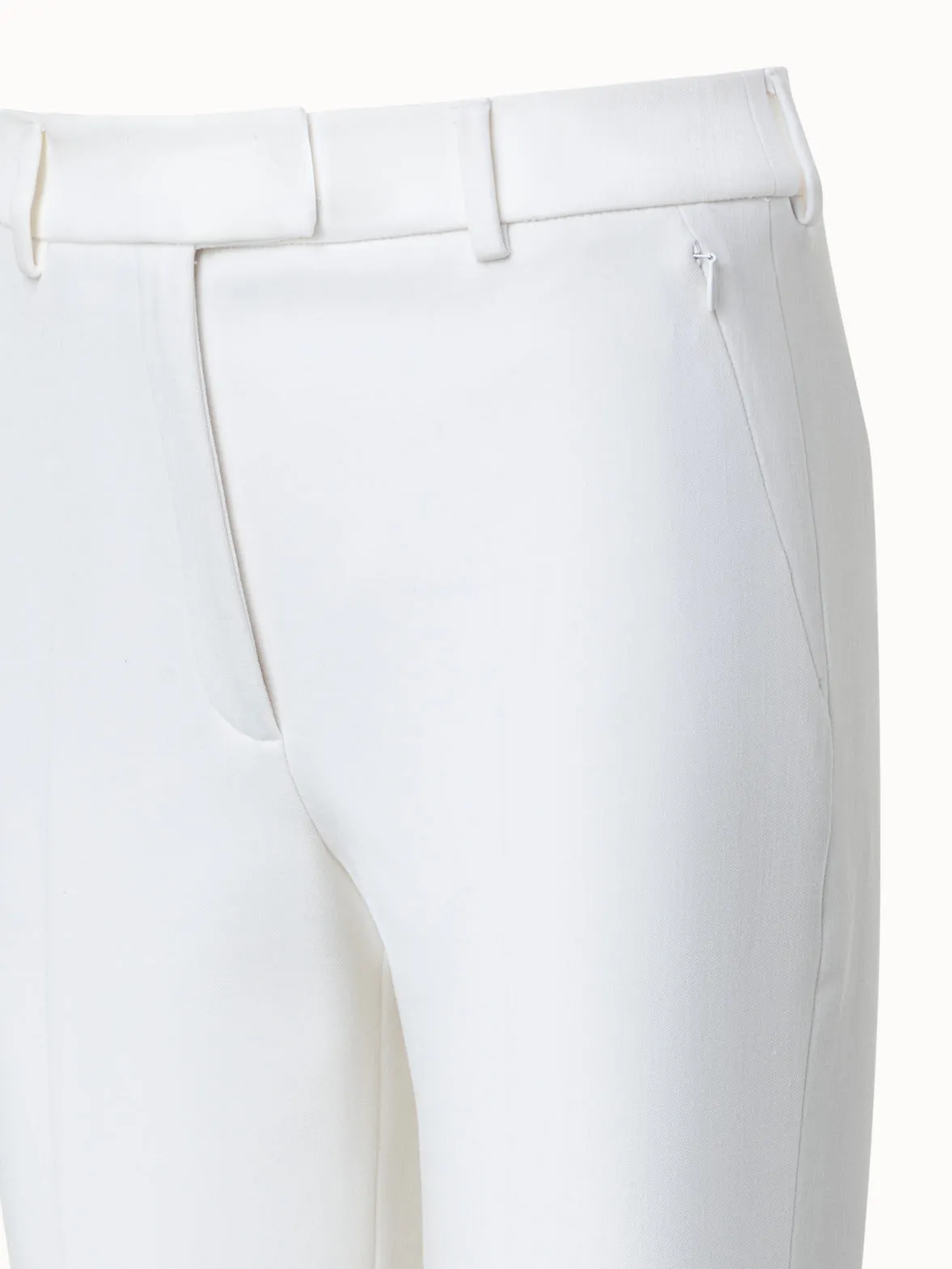 Cropped Straight Lyocell Wool Stretch Pants