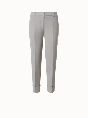 Cropped Tapered Cotton Silk Double-Face Pants