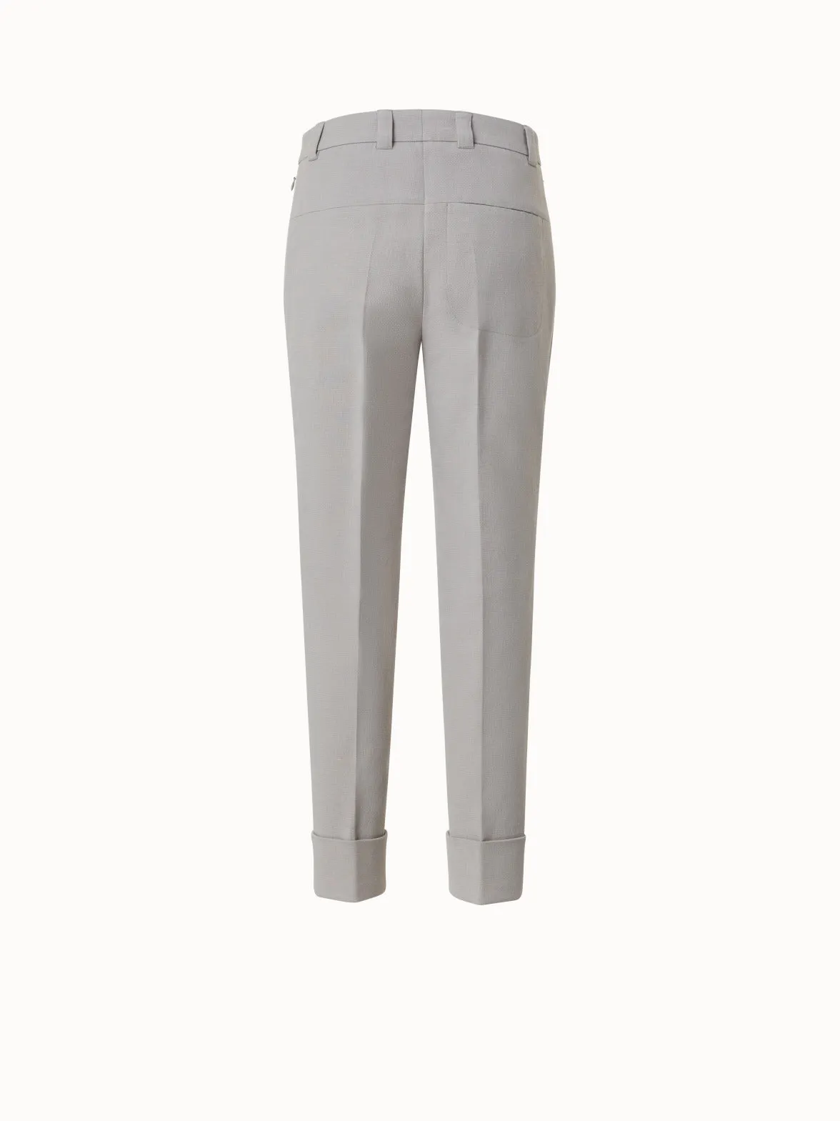 Cropped Tapered Cotton Silk Double-Face Pants