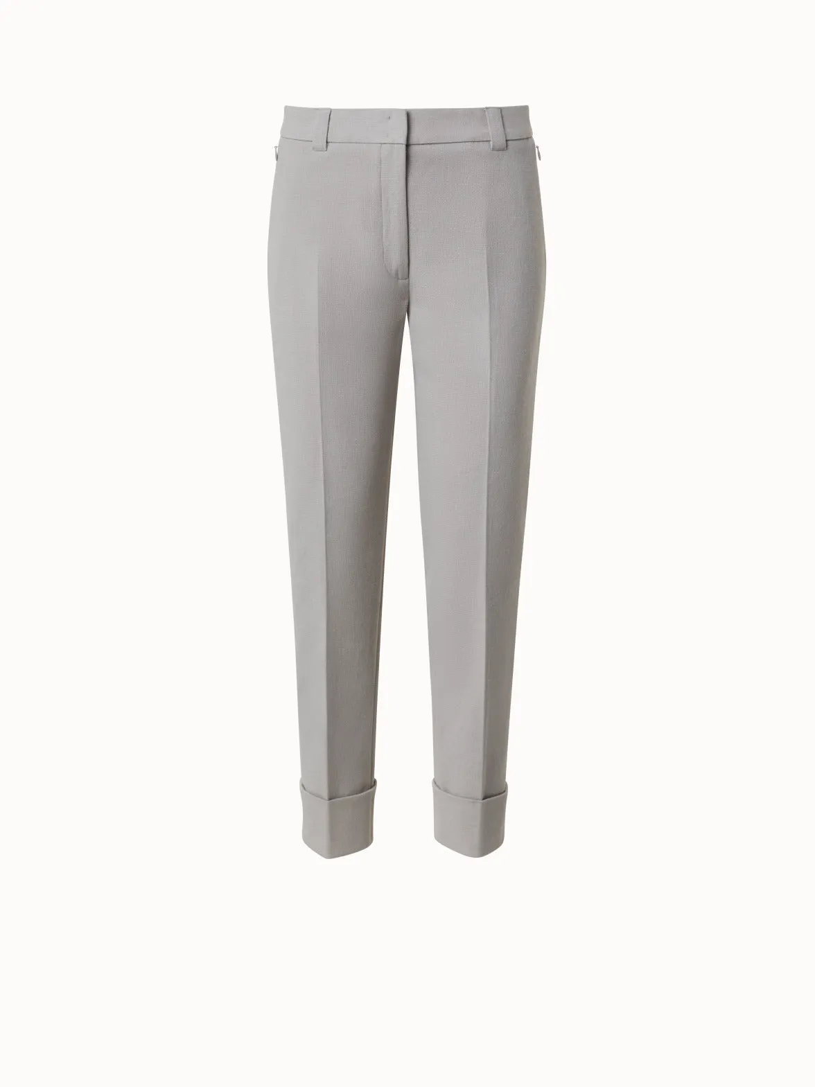 Cropped Tapered Cotton Silk Double-Face Pants