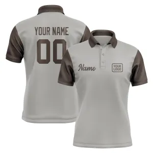 Custom Gray Brown Short-Sleeve Polo Shirt